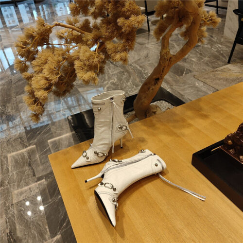 High Quality Luxury Balenciaga Metal Stud Le Cagloe Motorcycle Boots – Style 93091 product detail