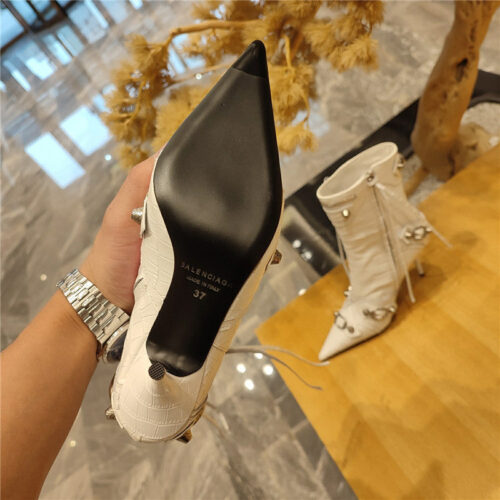 High Quality Luxury Balenciaga Metal Stud Le Cagloe Motorcycle Boots – Style 93091 product detail