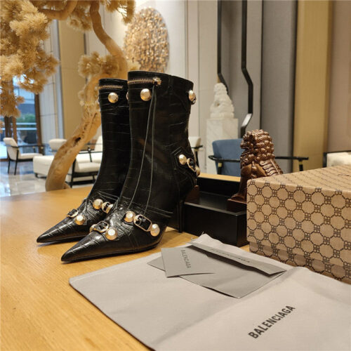 High Quality Luxury Balenciaga Metal Stud Le Cagloe Motorcycle Boots – Style 24163