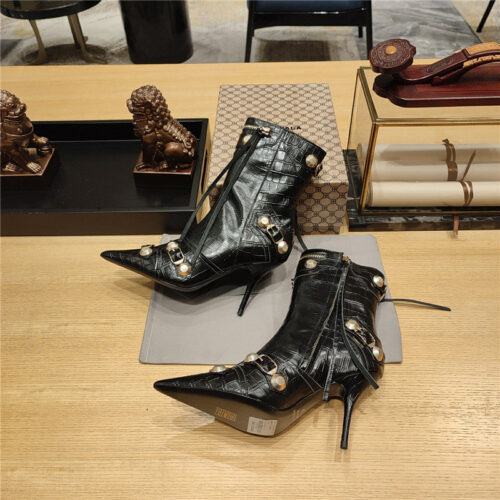 High Quality Luxury Balenciaga Metal Stud Le Cagloe Motorcycle Boots – Style 24163 product detail