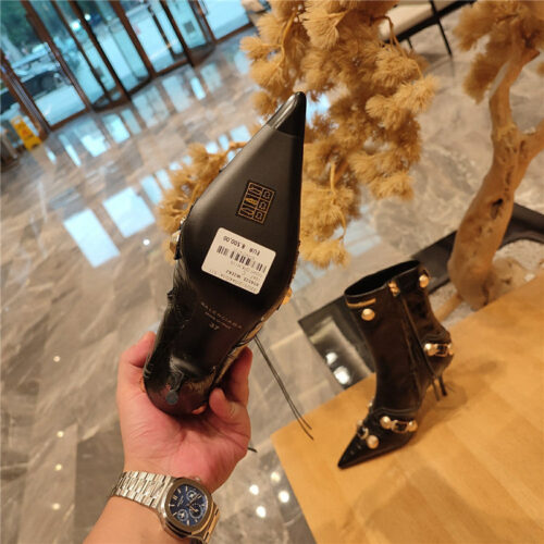 High Quality Luxury Balenciaga Metal Stud Le Cagloe Motorcycle Boots – Style 24163 product detail