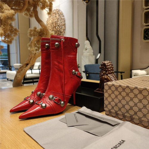 High Quality Luxury Balenciaga Metal Stud Le Cagloe Motorcycle Boots – Style 20771