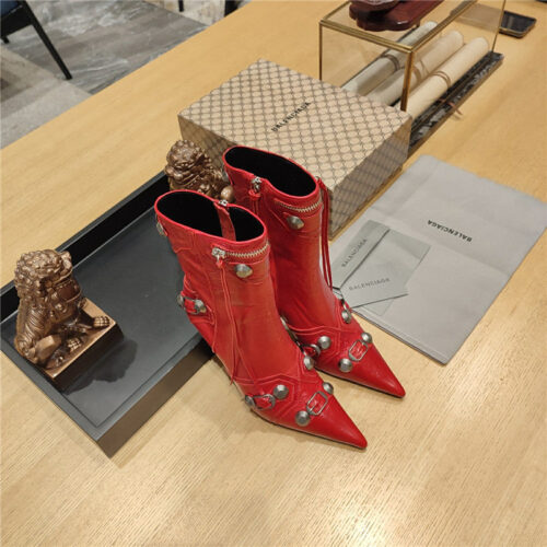 High Quality Luxury Balenciaga Metal Stud Le Cagloe Motorcycle Boots – Style 20771 alternate view