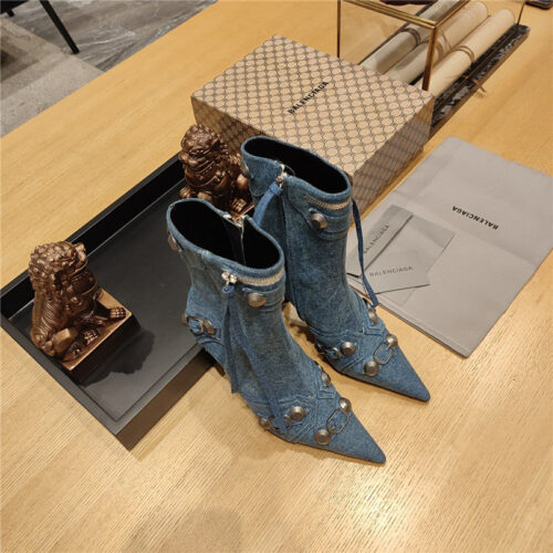 High Quality Luxury Balenciaga Metal Stud Le Cagloe Motorcycle Boots alternate view