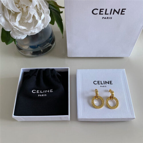 High Quality Luxury Celine Hollow Gold Hoop Earrings