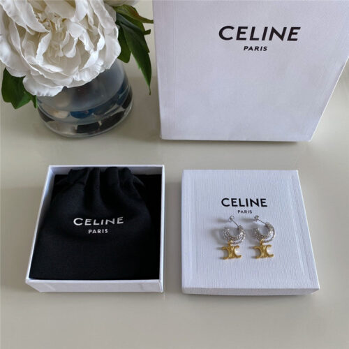 High Quality Luxury Celine Gold And Silver Contrast Earrings
