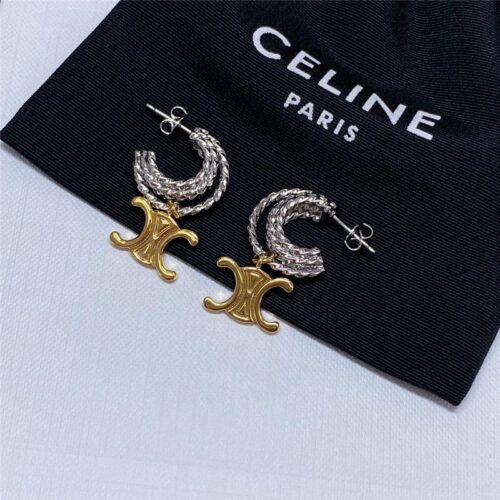 High Quality Luxury Celine Gold And Silver Contrast Earrings product detail