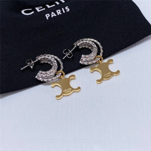 High Quality Luxury Celine Gold And Silver Contrast Earrings product detail