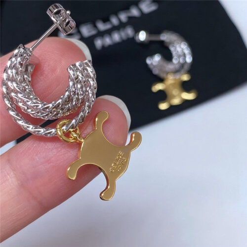High Quality Luxury Celine Gold And Silver Contrast Earrings product detail