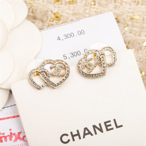 High Quality Luxury Chanel Double Love Earrings alternate view