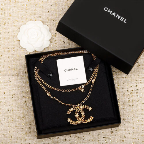 High Quality Luxury Chanel Handmade Small Flower Double C Long Chain