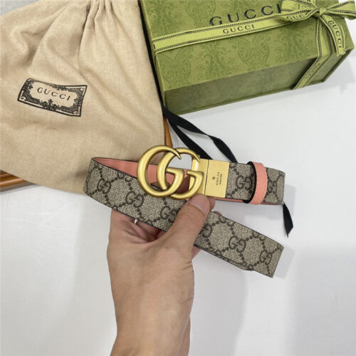 High Quality Luxury Gucci Narrow Brown Supreme Pvc Presbyopic Belt – Style 33606 alternate view