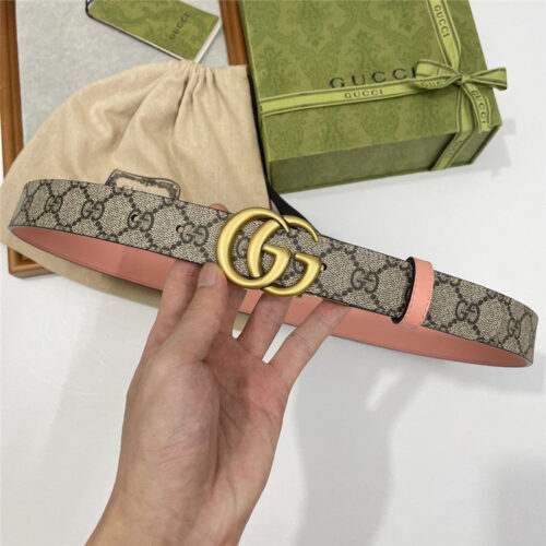High Quality Luxury Gucci Narrow Brown Supreme Pvc Presbyopic Belt – Style 33606