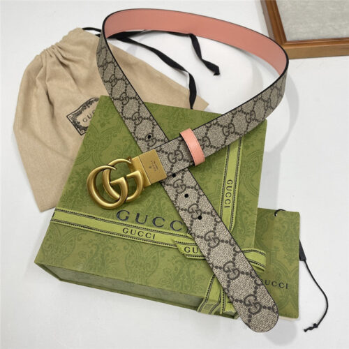 High Quality Luxury Gucci Narrow Brown Supreme Pvc Presbyopic Belt – Style 33606 product detail