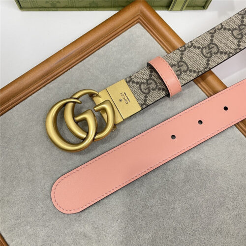 High Quality Luxury Gucci Narrow Brown Supreme Pvc Presbyopic Belt – Style 33606 product detail