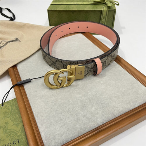 High Quality Luxury Gucci Narrow Brown Supreme Pvc Presbyopic Belt – Style 33606 product detail