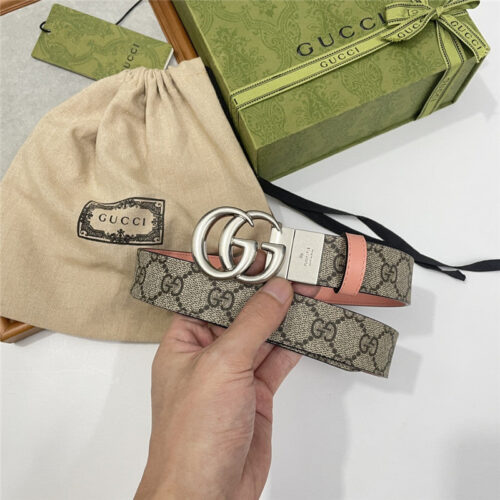 High Quality Luxury Gucci Narrow Brown Supreme Pvc Presbyopic Belt – Style 66374 alternate view