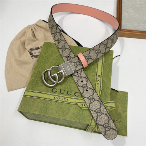 High Quality Luxury Gucci Narrow Brown Supreme Pvc Presbyopic Belt – Style 66374 product detail