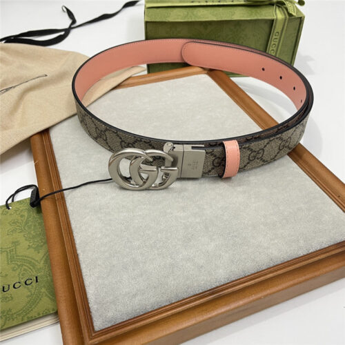 High Quality Luxury Gucci Narrow Brown Supreme Pvc Presbyopic Belt – Style 66374 product detail