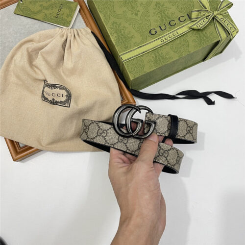High Quality Luxury Gucci Narrow Brown Supreme Pvc Presbyopic Belt – Style 99142 alternate view