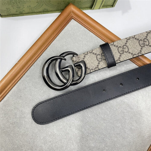 High Quality Luxury Gucci Narrow Brown Supreme Pvc Presbyopic Belt – Style 99142 product detail