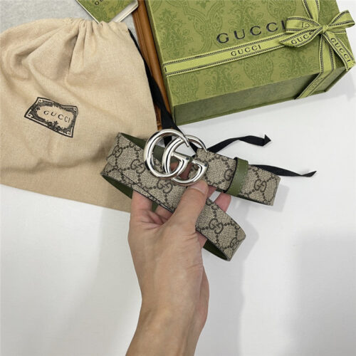 High Quality Luxury Gucci Narrow Brown Supreme Pvc Presbyopic Belt – Style 25126 alternate view