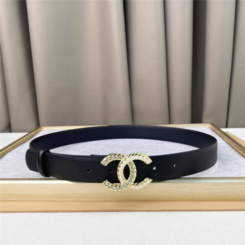 High Quality Luxury Chanel Plain Cowhide 3Cm Versatile Small Belt – Style 23078