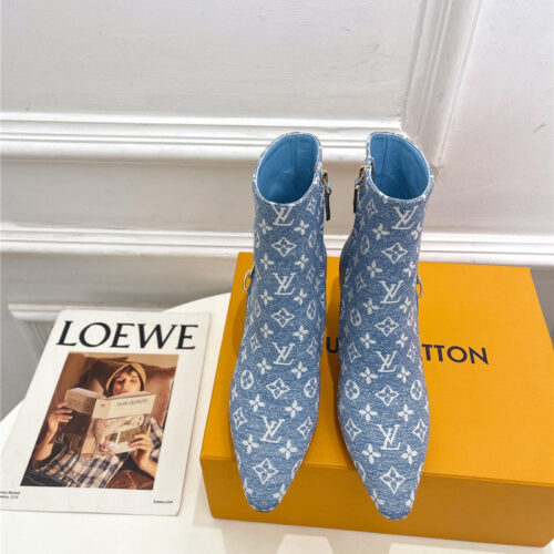 High Quality Luxury Louis Vuitton Small Square Toe Metal Heel Boots – Style 56835 product detail