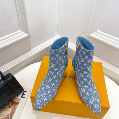 High Quality Luxury Louis Vuitton Small Square Toe Metal Heel Boots – Style 56835 alternate view