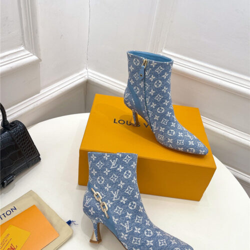 High Quality Luxury Louis Vuitton Small Square Toe Metal Heel Boots – Style 56835 product detail