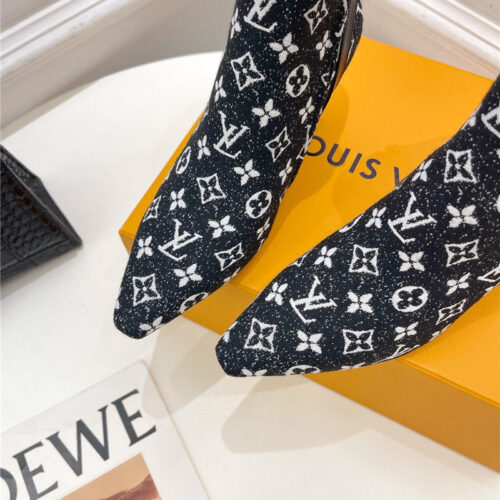 High Quality Luxury Louis Vuitton Small Square Toe Metal Heel Boots – Style 50051 product detail
