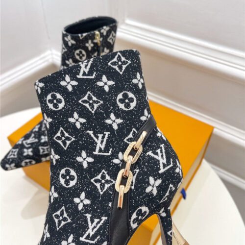 High Quality Luxury Louis Vuitton Small Square Toe Metal Heel Boots – Style 50051 product detail