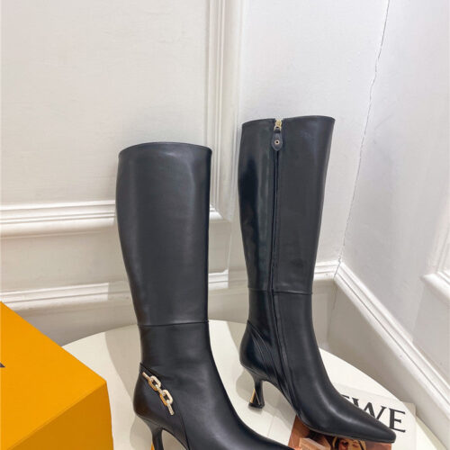 High Quality Luxury Louis Vuitton Small Square Toe Metal Heel Boots – Style 64163 alternate view