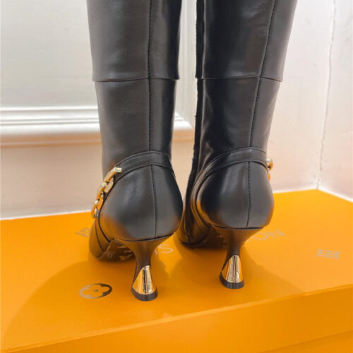 High Quality Luxury Louis Vuitton Small Square Toe Metal Heel Boots – Style 64163 product detail
