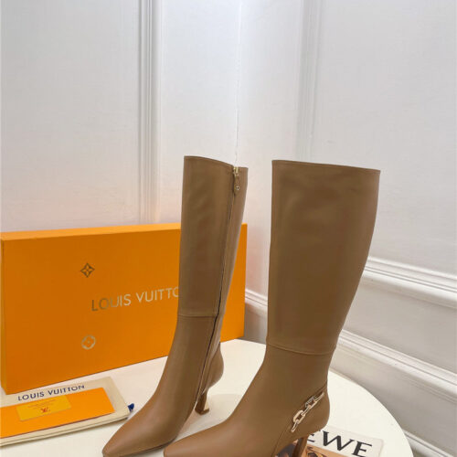 High Quality Luxury Louis Vuitton Small Square Toe Metal Heel Boots – Style 50595 product detail