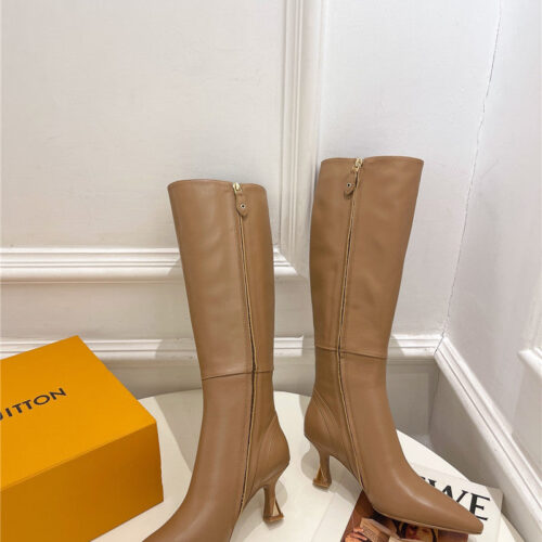 High Quality Luxury Louis Vuitton Small Square Toe Metal Heel Boots – Style 50595 product detail