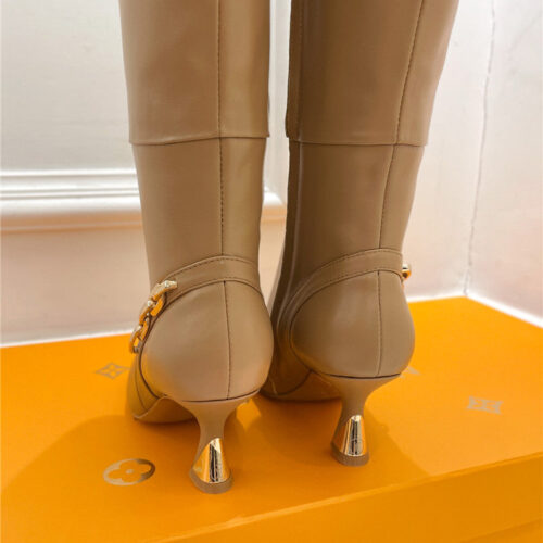 High Quality Luxury Louis Vuitton Small Square Toe Metal Heel Boots – Style 50595 product detail