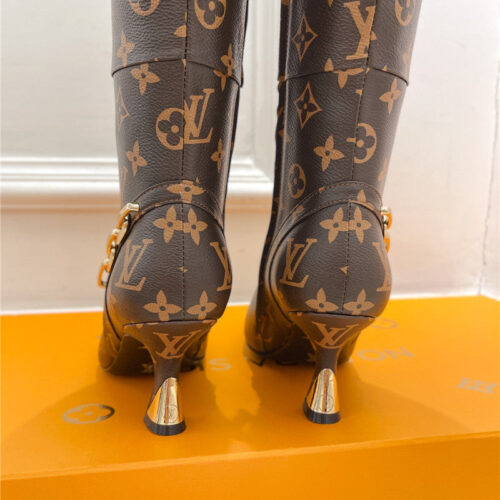 High Quality Luxury Louis Vuitton Small Square Toe Metal Heel Boots product detail