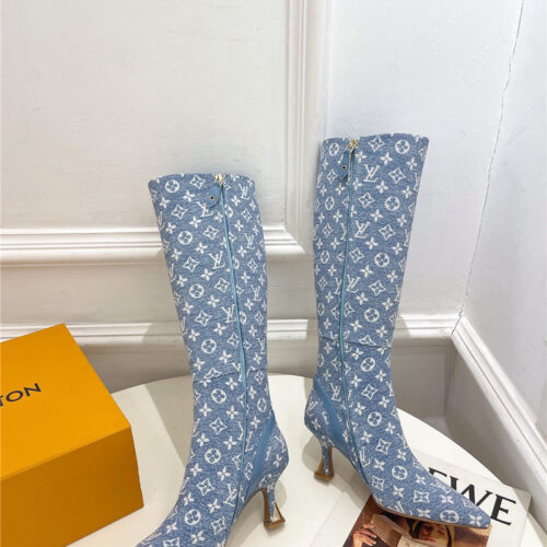 High Quality Luxury Louis Vuitton Small Square Toe Metal Heel Boots – Style 88995 product detail