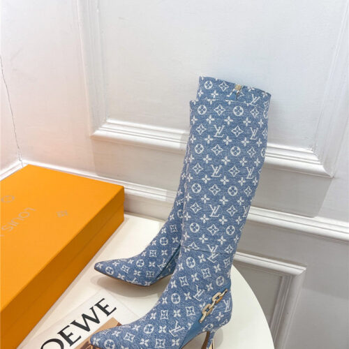 High Quality Luxury Louis Vuitton Small Square Toe Metal Heel Boots – Style 88995 alternate view
