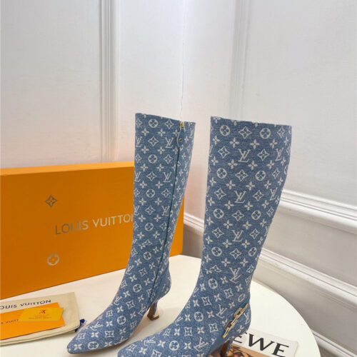 High Quality Luxury Louis Vuitton Small Square Toe Metal Heel Boots – Style 88995 product detail