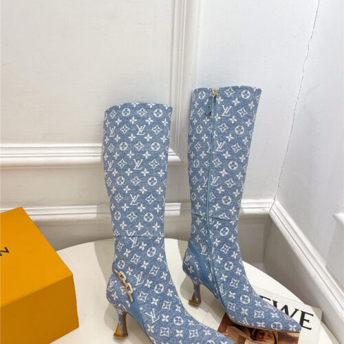 High Quality Luxury Louis Vuitton Small Square Toe Metal Heel Boots – Style 88995 product detail