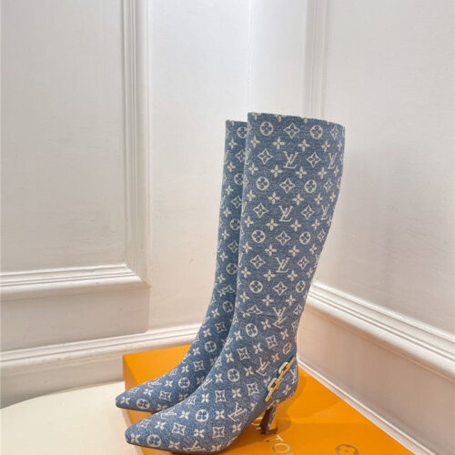 High Quality Luxury Louis Vuitton Small Square Toe Metal Heel Boots – Style 88995