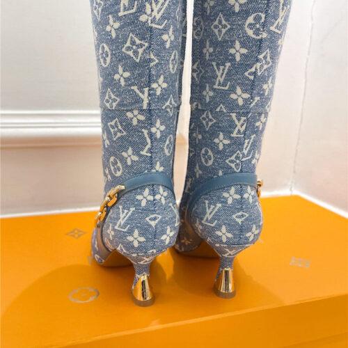 High Quality Luxury Louis Vuitton Small Square Toe Metal Heel Boots – Style 88995 product detail