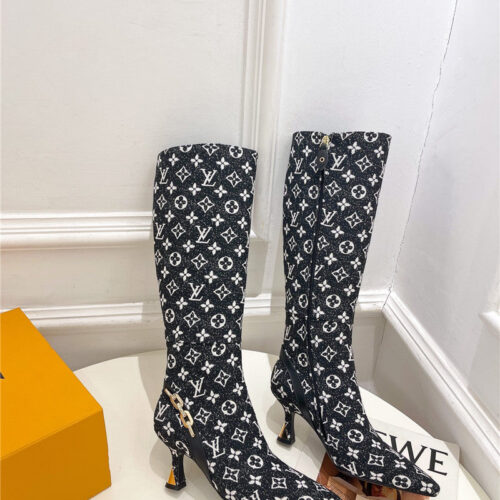 High Quality Luxury Louis Vuitton Small Square Toe Metal Heel Boots – Style 14979 alternate view