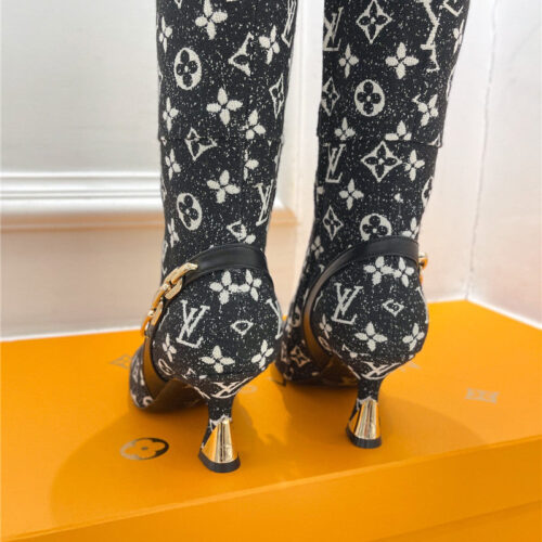 High Quality Luxury Louis Vuitton Small Square Toe Metal Heel Boots – Style 14979 product detail