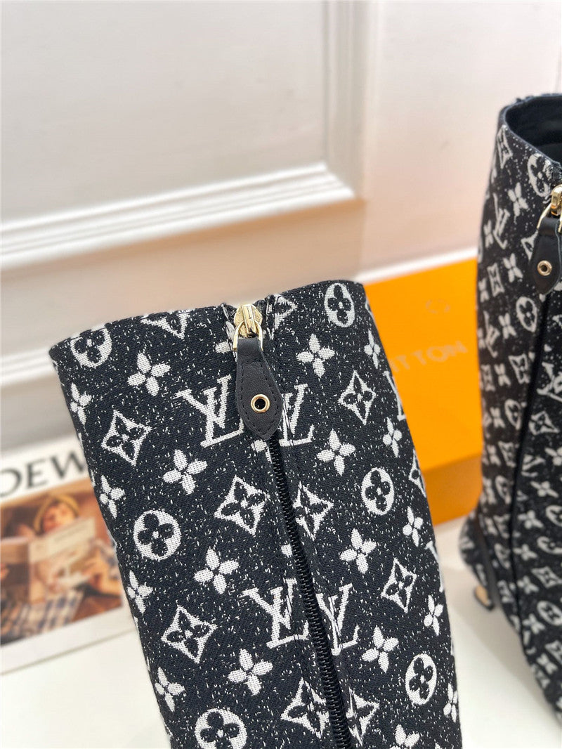 High Quality Luxury Louis Vuitton Small Square Toe Metal Heel Boots – Style 14979 product detail