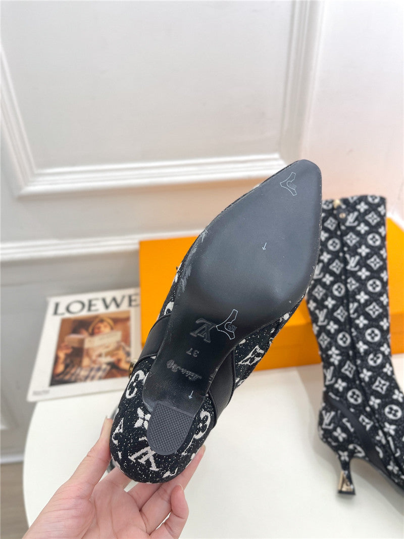 High Quality Luxury Louis Vuitton Small Square Toe Metal Heel Boots – Style 14979 product detail