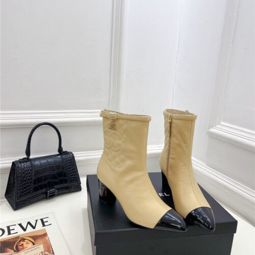 High Quality Luxury Chanel Counter Classic Electric Embroidery Thick Heel Short Boots – Style 80838