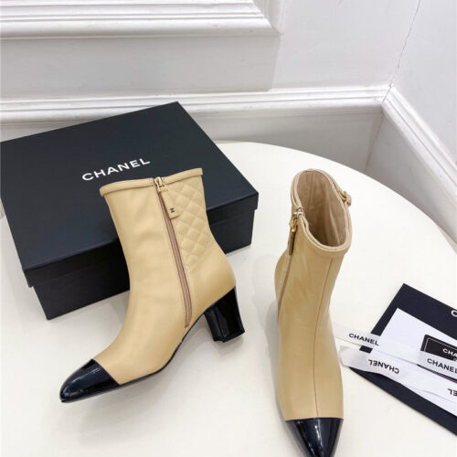 High Quality Luxury Chanel Counter Classic Electric Embroidery Thick Heel Short Boots – Style 80838 alternate view